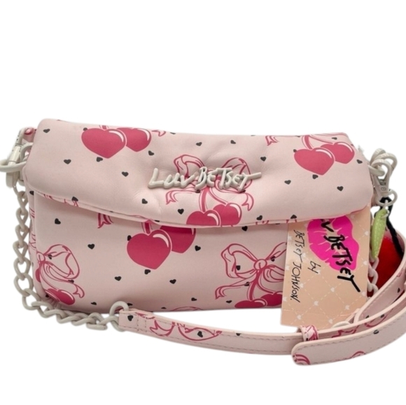 Betsey Johnson Handbags - ❤️▪️Betsey Johnson▪️ Pink Bow LBCORAL Cherries Hearts Crossbody BAG W/Charm